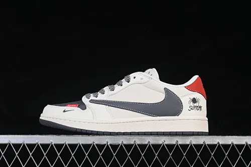 All categories Air Jordan Jordan series basketball shoes Air Jordan 1 Low High-end customized low-top sneakers Travis Scott x Fragment Design x Air Jordan 1 Low OG SP AJ1 Joe 1 joint spider rice black red low-top cultural casual sneakers QW5088-210
